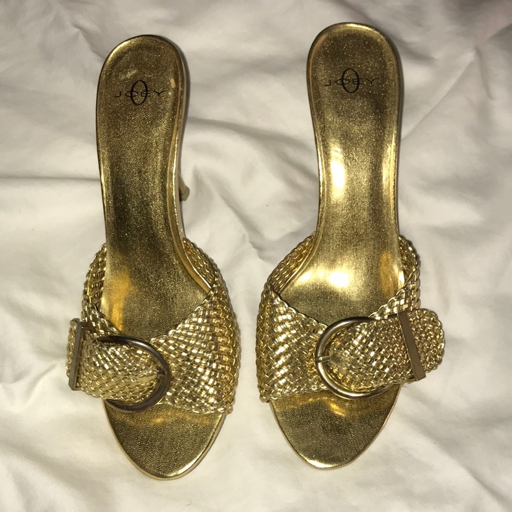 Joey O gold leather slides
